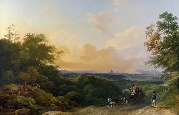 Loutherbourg, Philippe: The Evening Coach, London from Greenwich
