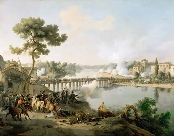 Lejeune, Louis: La bataille de Lodi, 10 mai 1796, détail de Napoléon (1769-1821) et de son personnel