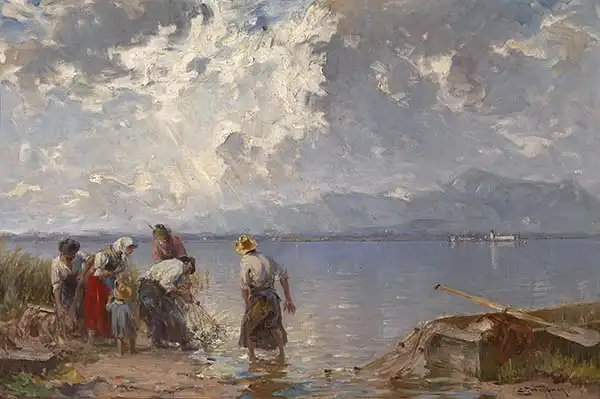 Wopfner, Josef: Fisherman family by the Chiemsee