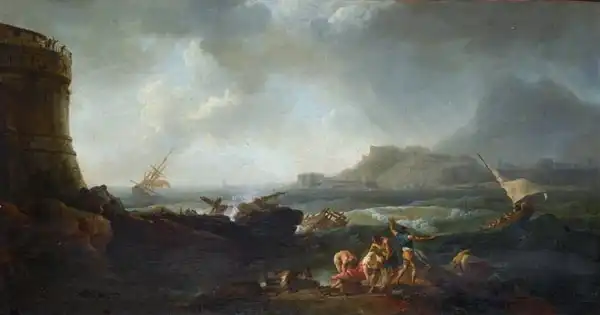Manglard, Adrien: Ship in a stormy sea