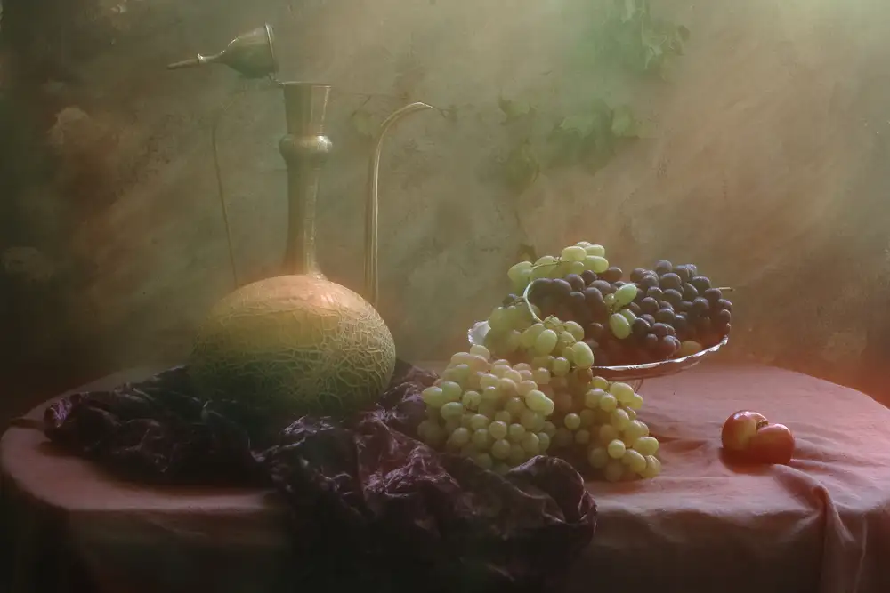 UstinaGreen: Still life with Grapes and Melon