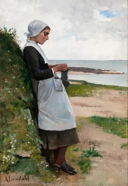 Lundahl, Amelie: Breton Girl sock knitter