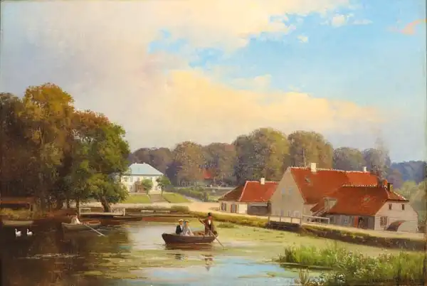 Andersen-Lundby, Anders: Party from Rådvad with people in rowing boats