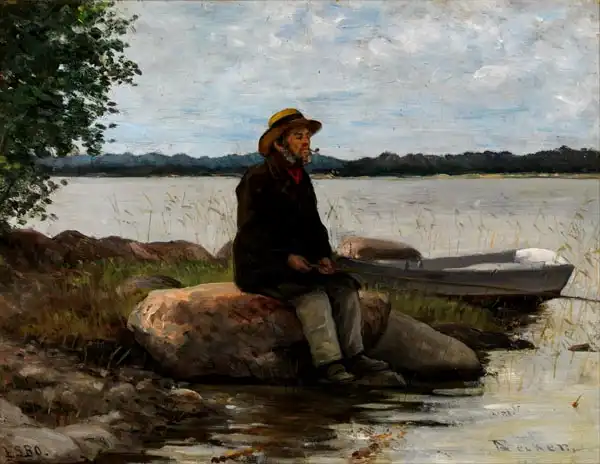 Becker, Adolf von: An angler