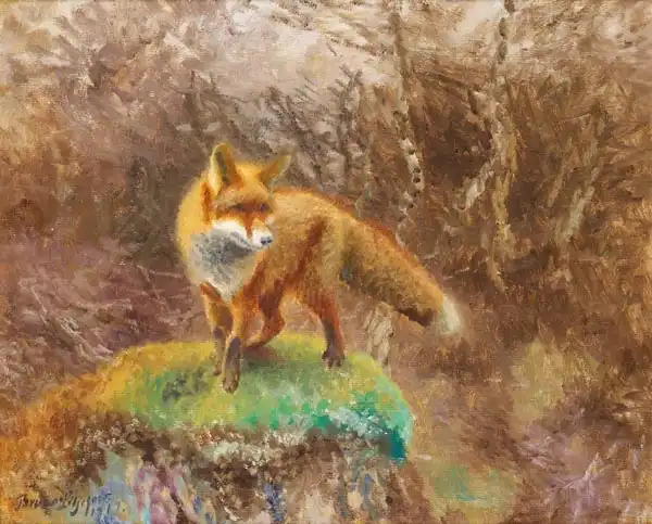 Liljefors, Bruno: Fox in autumn landscape