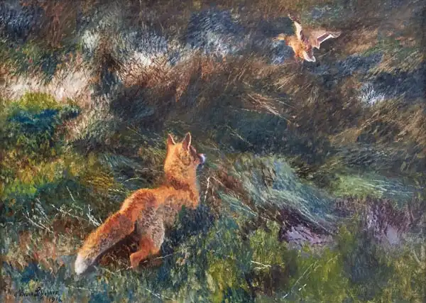 Liljefors, Bruno: Fox on a duck hunt