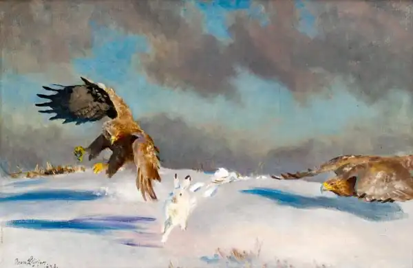 Liljefors, Bruno: Eagle hunting a hare