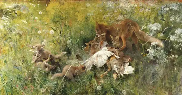 Liljefors, Bruno: A Fox Family
