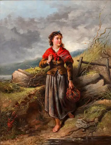 Barnes, Edward Charles: Girl in landscape