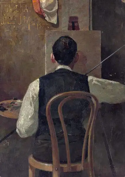 Mather, John: The artist at his easel