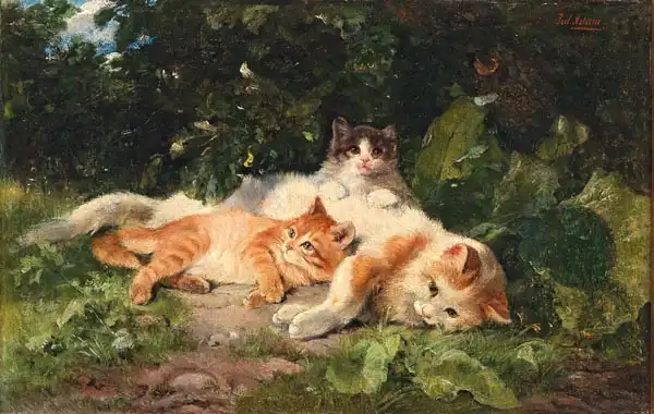 Adam, Julius: Cat with her kittens