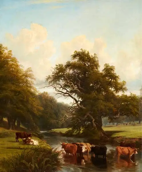 Baker, Thomas: River Landscape with a Herd of Cattle