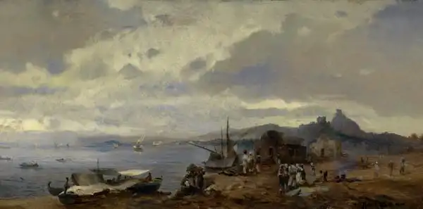 Alott, Robert: Fishermen on the southern Italian coastal landscape