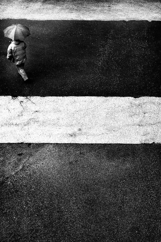 Maffei, Franco: two white stripes and a black umbrella