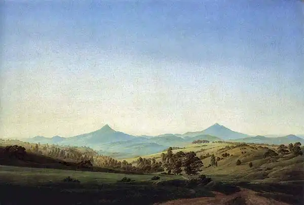 Friedrich, Caspar David: Bohemian Landscape with Mount Milleschauer