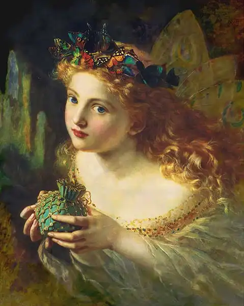 Anderson, Sophie: Take the Fair Face of Woman, and Gently Suspending, With Butterflies, Flowers, and Jewels Attending, Thus Your Fairy is Made of Most Beautiful Things