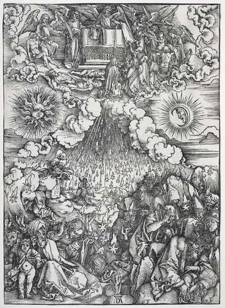Dürer, Albrecht: Scene from the Apocalypse, The Opening of the Fifth and Sixth Seals, Latin edition