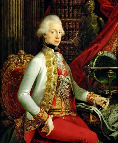 Dorffmeister, Joseph: Portrait of Ferdinand III, Archduke of Austria and of Tuscany sitting in his library