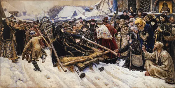 Surikov, Vasilij Ivanovic: The Execution of Boyarina Pajaritar Morozova (d.1675) 1887