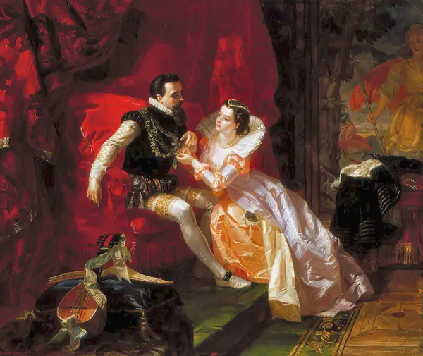 Ward, Edward Matthew: Leicester and Amy Robsart at Cumnor Hall