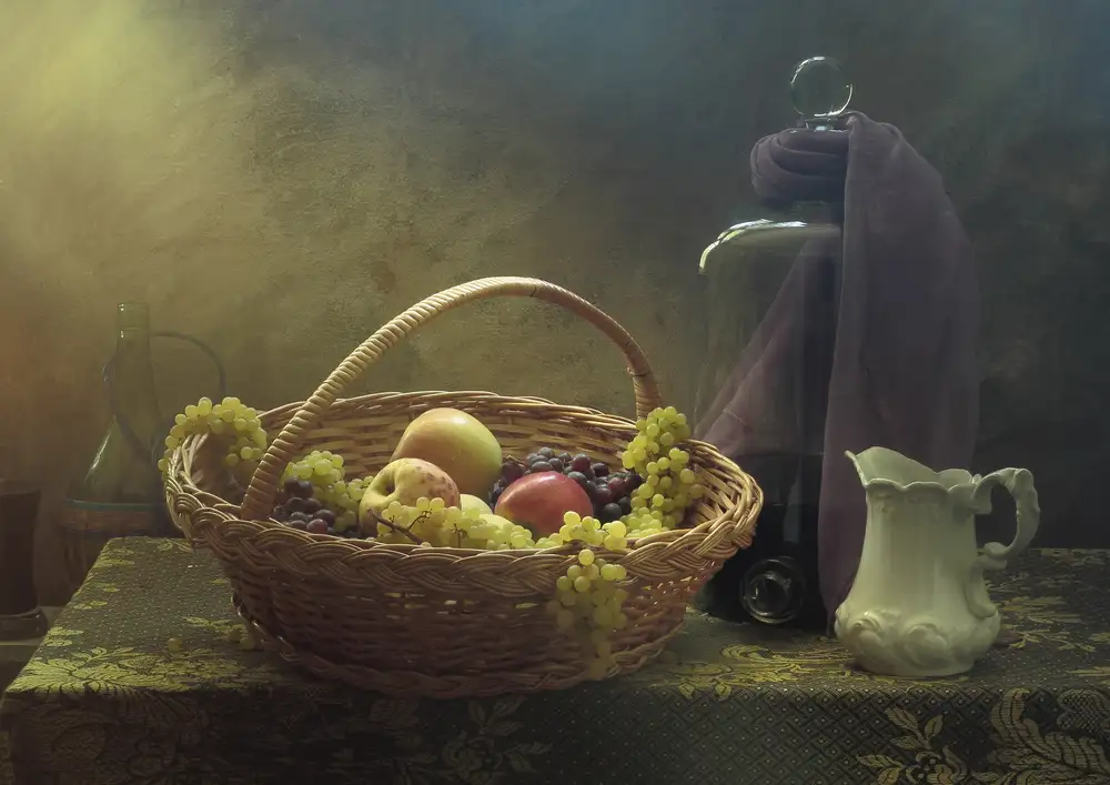 UstinaGreen: Still Life with Fruits Basket