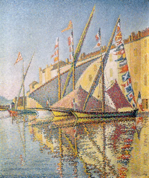 Signac, Paul: Barche a vela nel porto di St. Tropez