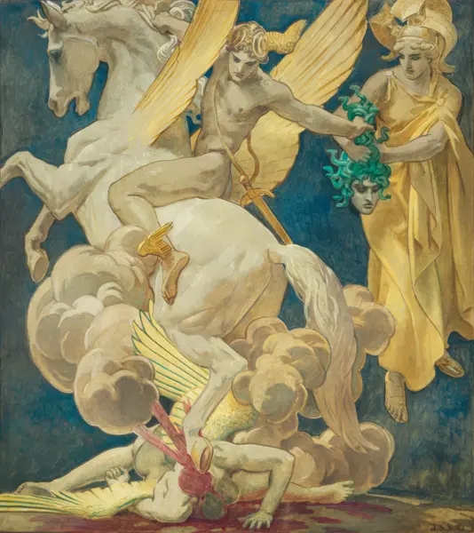 Sargent, John Singer: Perseus na Pegasovi zabíjející Medúzu
