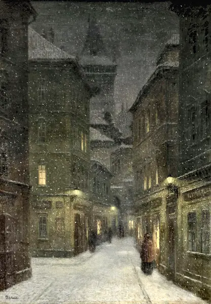Schikaneder, Jakub: Evenning street in Prague