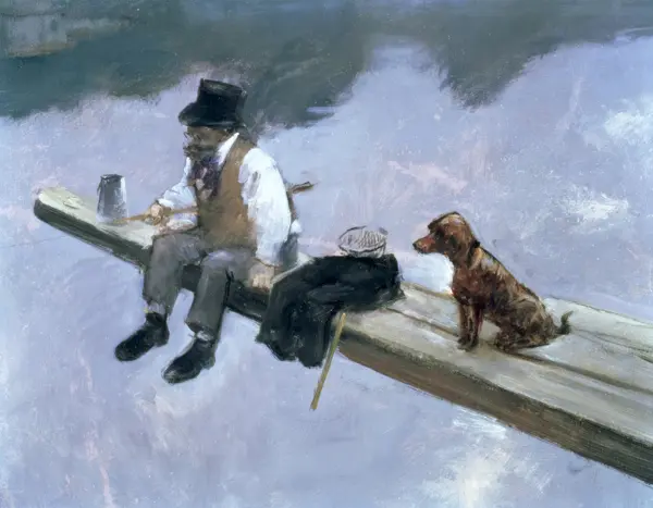 Forain, Jean Louis: The Fisherman, detail of a man fishing