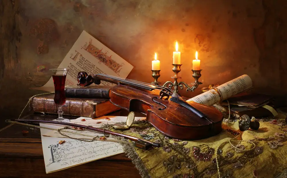 Morozov, Andrey: Still life with violin and candles