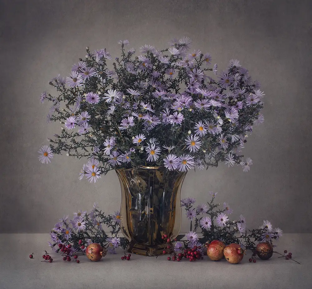 Dim, - Dimitar: Autumn flowers and pomegranates