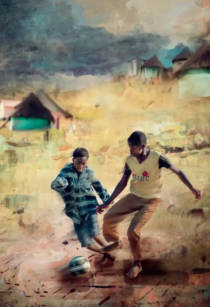 Gerber, Charlaine: Children playing soccer