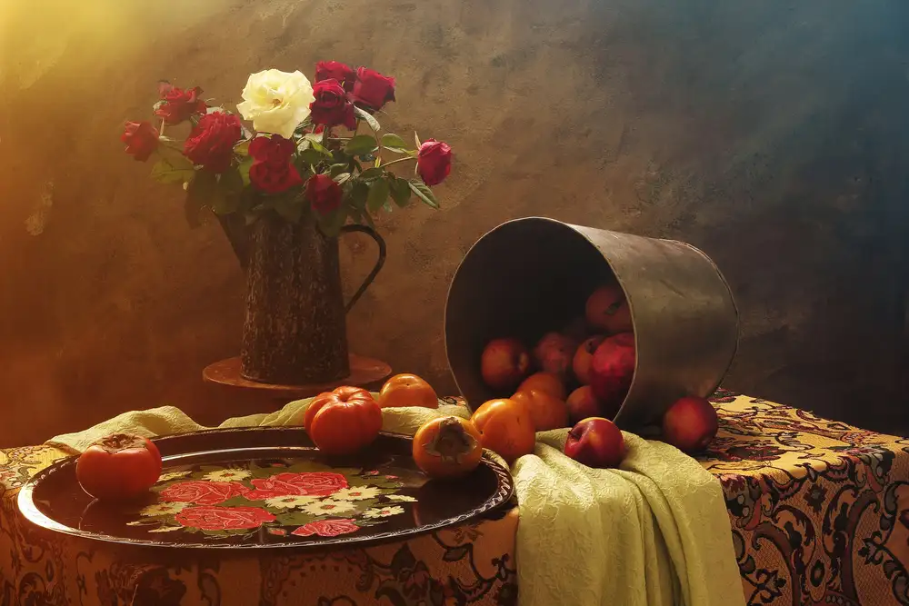 UstinaGreen: Natura morta con rose e frutti