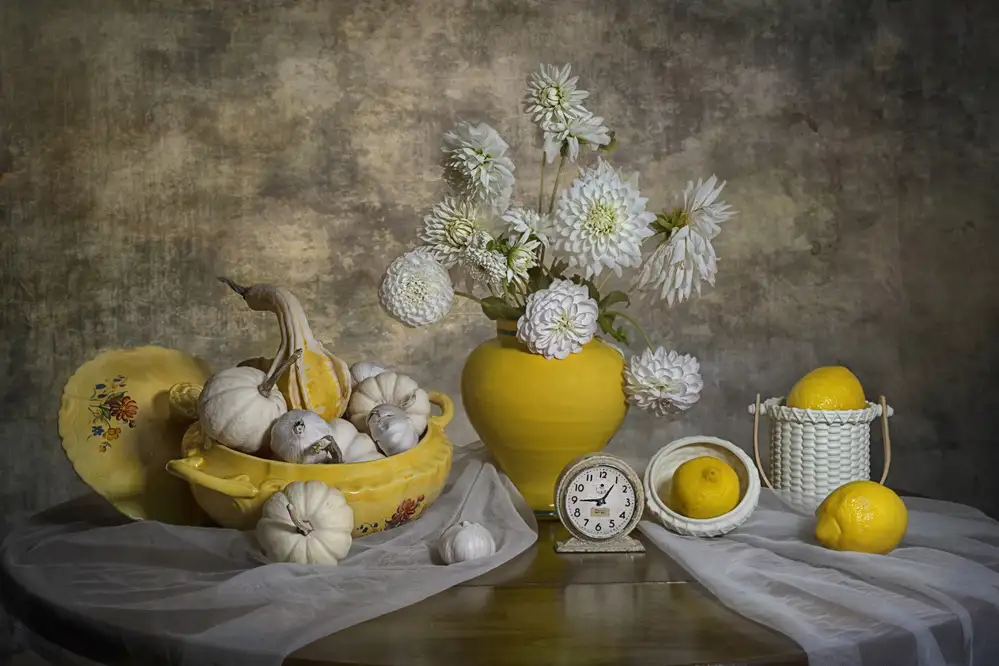 Jacobs, Lydia: Bílé květy Dahlia