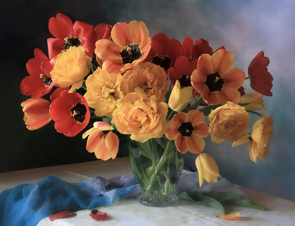 Skorokhod, Tatyana: Zátiší s kyticí tulipánů