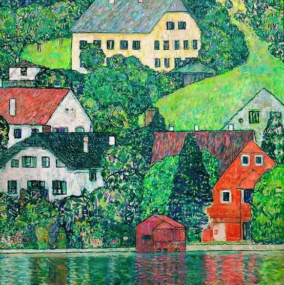 Klimt, Gustav: Houses above Attersee