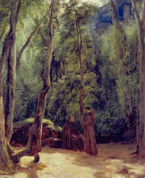 Blechen, Karl: Two monks in the park of Terni