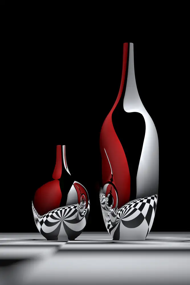 Gabriel, Natalie: Two bottles on a checkered floor