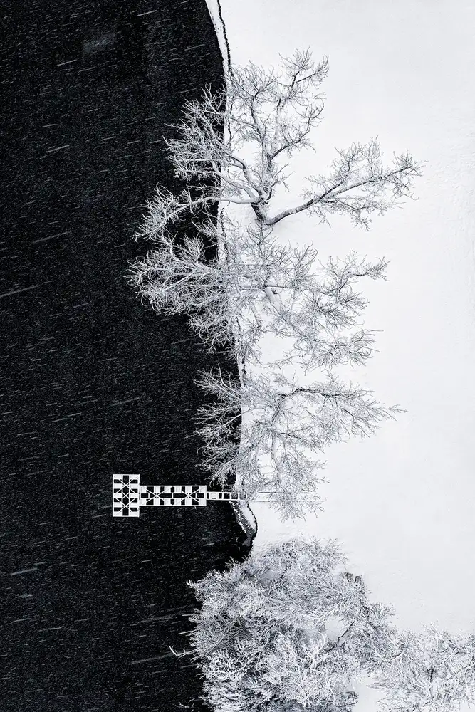 Xu, Mei: Seeufer unter Schneesturm