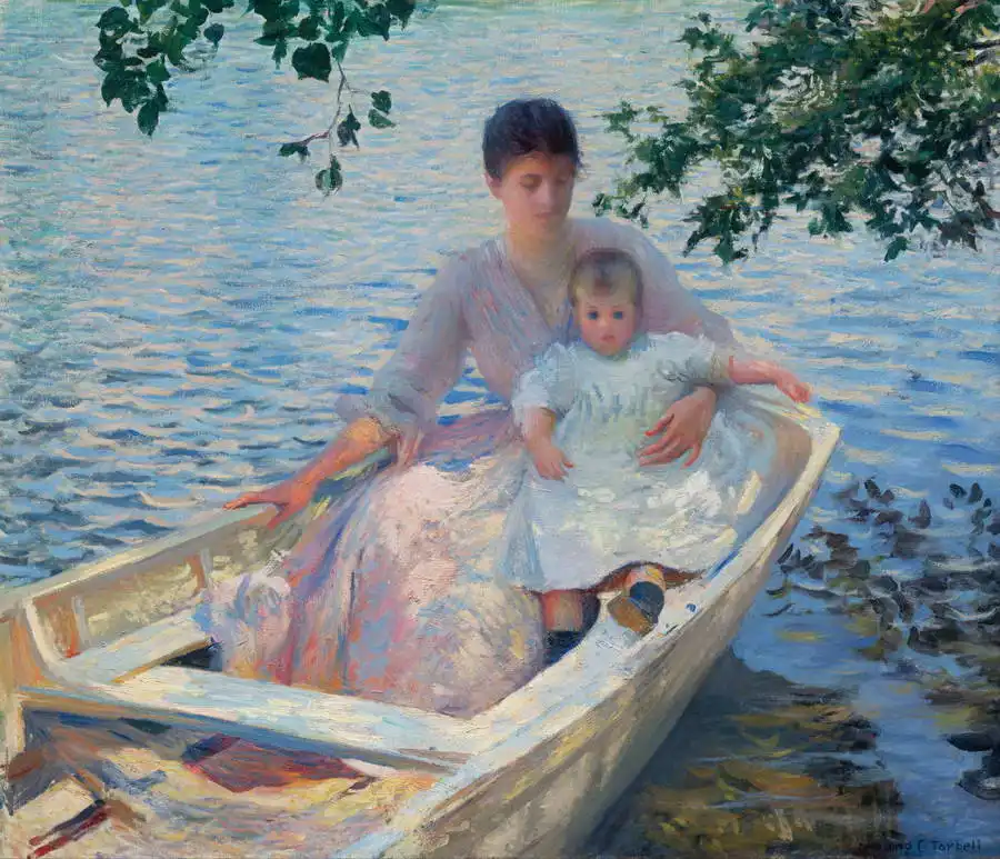 Tarbell, Edmund Charles: Mother and child on boat