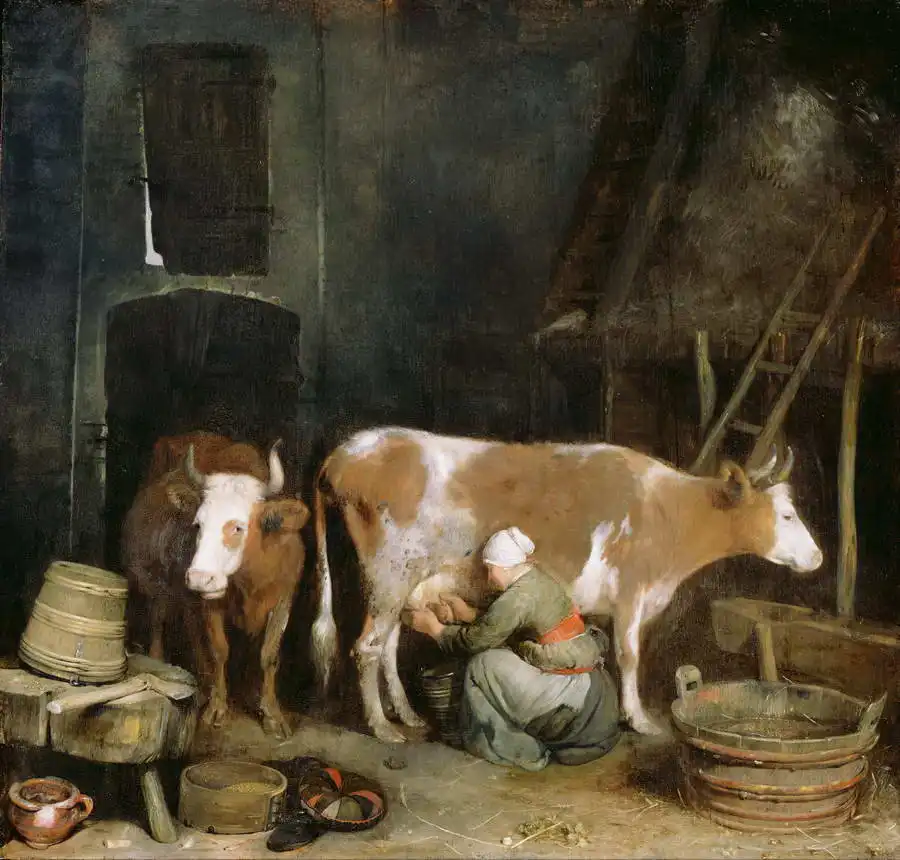 Borch, Gerard: Dairy woman in barn