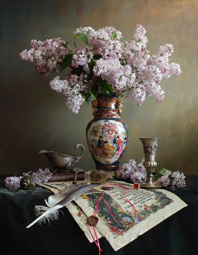 Morozov, Andrey: Stillleben mit lila Blumen