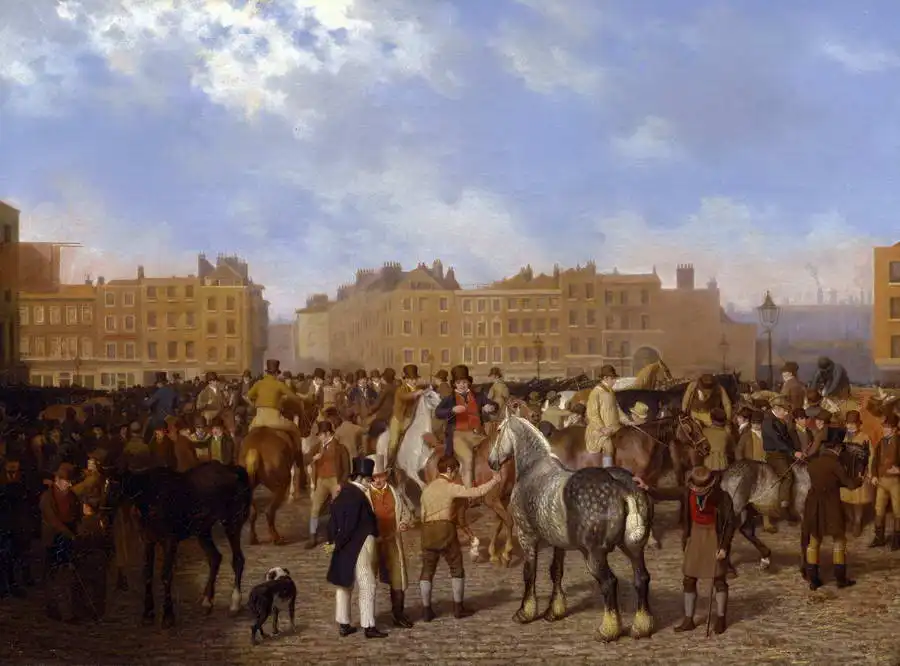 Agasse, Jacques-Laurent: Blacksmith and horse market