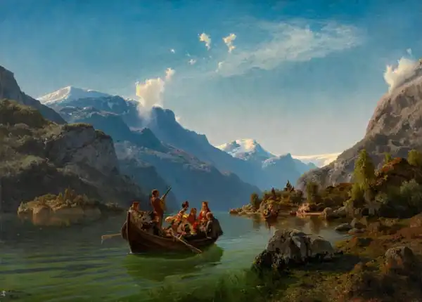 Gude, Hans: Bridal Procession on the Hardangerfjord