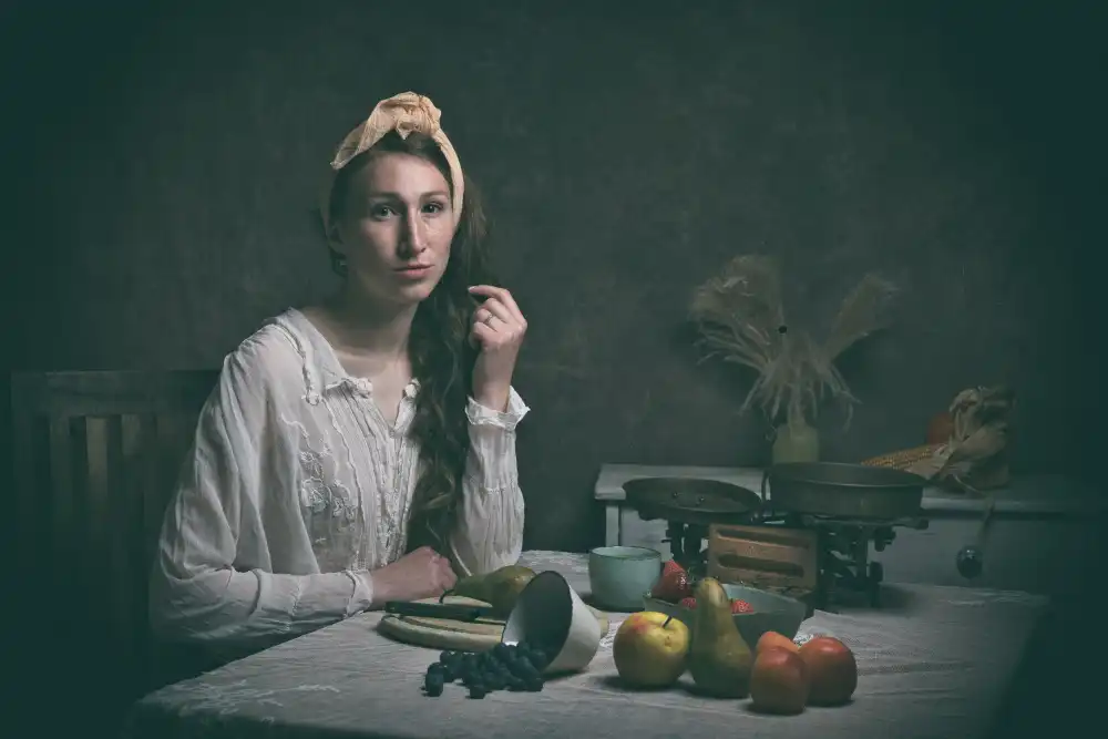 Franke, Ruth: girl with fruits