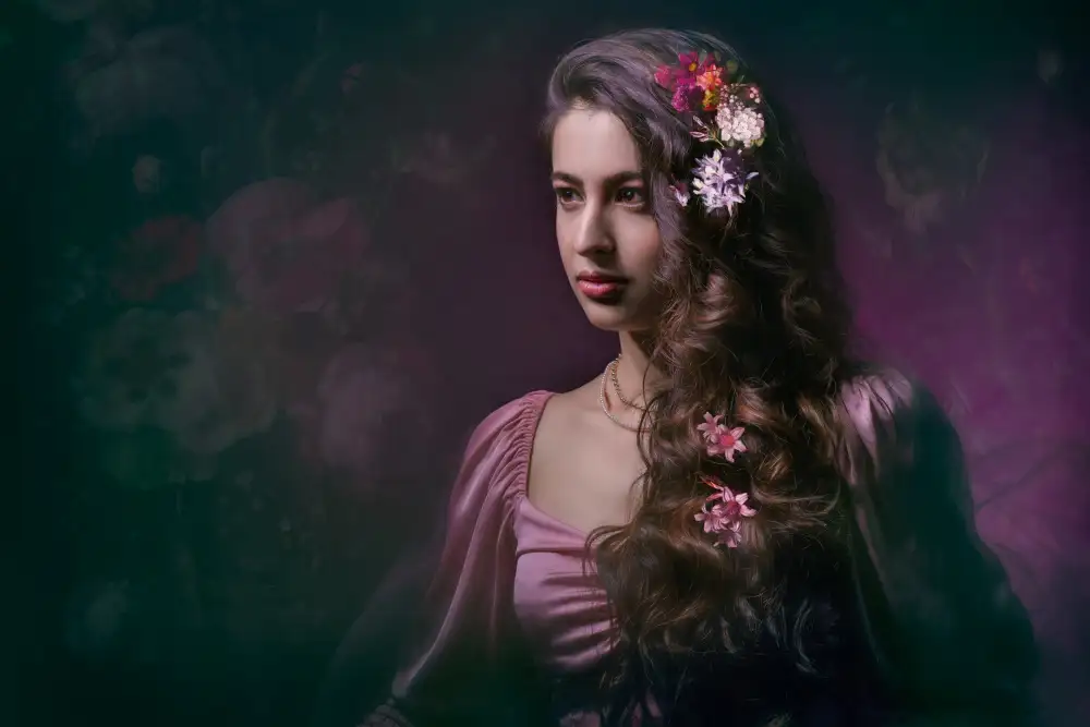 Mighorst, Ineke: A girl and flowers.