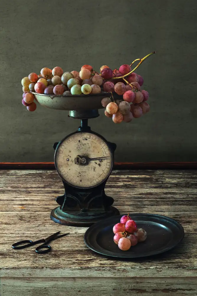 Marcel, Christian: Still Life with Grapes on Scale
