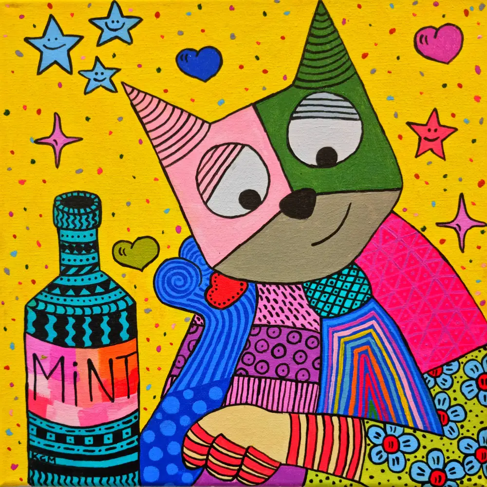 Khamitova, Gulnara: Cat and bottle of mint