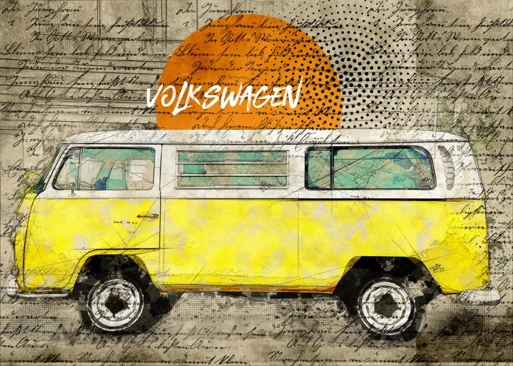 studio, senja Lembayung: volkswagen vw combi yellow