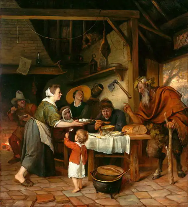 Steen, Jan Havicksz: Satyr in a peasant family